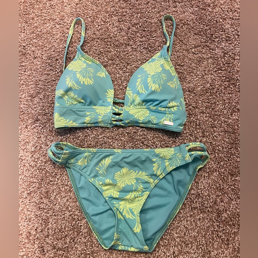 Roxy Tropical Bikini Top & Bottom Set, Size Small